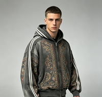 Sweat à capuche vintage pour homme, imprimé DTG Kornit personnalisé, 100% coton, écologique, respirant, motif tapis persan, coupe oversize, effet vieilli
