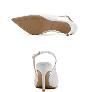 Nouvelles sandales coréennes à talons hauts pour femmes, collection Printemps 2025, talon fin, bout pointu, bouche peu profonde, en microfibre nude, style Baotou - Product Image 6
