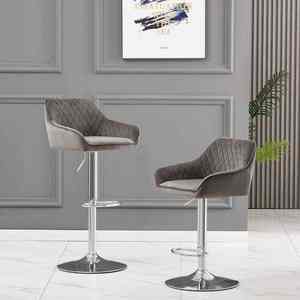 Tabourets de bar hauts en velours contemporain Chaises de comptoir en cuir synthétique pour la salle à manger Home Bar Hotels-Meubles de cuisine design - Product Image 1