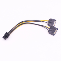 Cable de fuente de alimentación para tarjeta gráfica PCI-e PCIE, adaptador divisor de 6 pines a SATA Dual, 20CM, 18awg, Sata, 2x15 pines