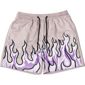 DiotSr Pantalones cortos de baloncesto con estampado de llamas para hombre, pantalones cortos deportivos de secado rápido con cordón en la cintura para uso informal y deportivo - Product Image 3