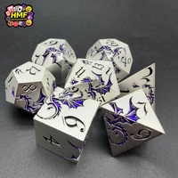 Ensemble de dés polyédriques en métal Dark Fantasy Dragon Argenté Affamé de sang pour les jeux de rôle de table Dungeons and Dragons
