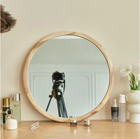 Miroir de maquillage mural USB à LED de style nordique, moderne japonais, en bois massif, couleur personnalisée, anti-explosion, HD, salle de bain