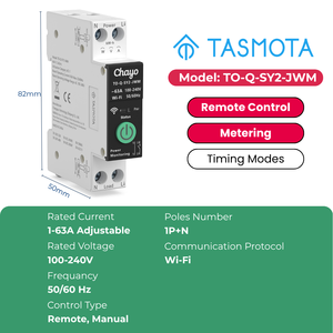 Interrupteur relais intelligent <span class=keywords><strong>Tasmota</strong></span> WiFi, disjoncteur 1-63A, mesure de puissance DIY, protection contre les surtensions et les surintensités pour l'automatisation domestique Chayo - Product Image 4