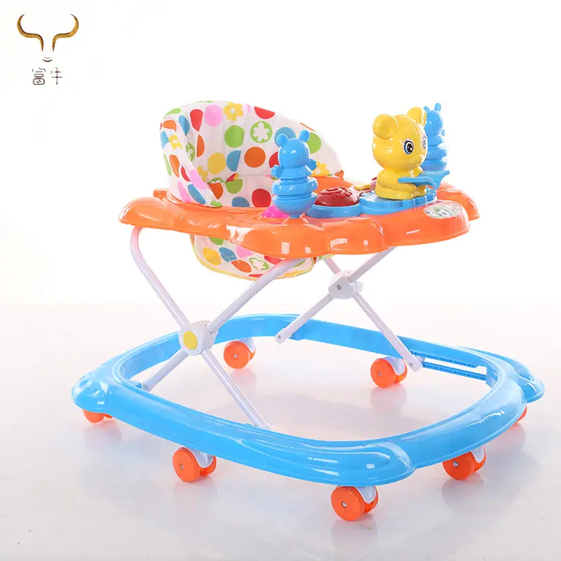 Hoge kwaliteit leuke dier online verkoop baby cirkel walker ronde, inklapbare loopstoeltje kopen online, baby muzikale wandelaar peuter
