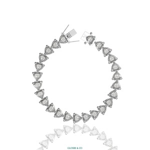 Pulsera de Tenis Clásica de Circonita Cúbica, Plata de Vietnam, Corte Corazón, Moissanita, 5 mm, Unisex, Cadena y Eslabones - Product Image 1
