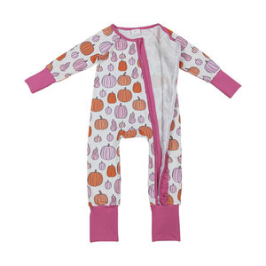 RTS Venta al por mayor de manga larga Calabazas Zip Romper para niñas Ropa de diseño de primavera y otoño - Product Image 2