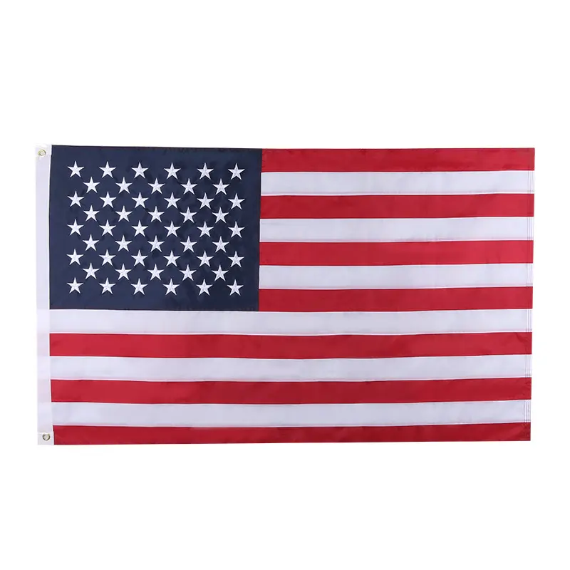 علم الولايات المتحدة المطرز بـ 50 نجومًا شرائط مطرزة محبوكة مخصصة متينة مصنوعة من البوليستر مقاس 3×5 علم الولايات المتحدة