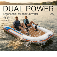 Bateau à pédales gonflable en PVC prêt à être expédié, plateforme flottante à double siège, catamaran à structure Drop Stitch