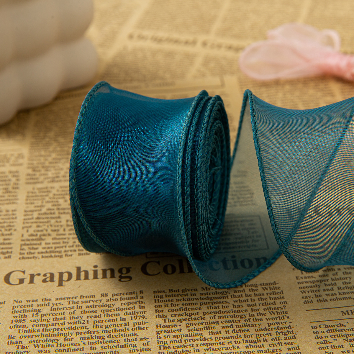 4cm peacock blue plain edge mermaid tulle 10 yards (bagged)