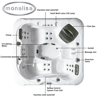 Bain à remous extérieur en acrylique de qualité supérieure, spa pour 5-6 personnes avec jets de massage puissants, double pompe, éclairage LED, pour la maison et le jardin