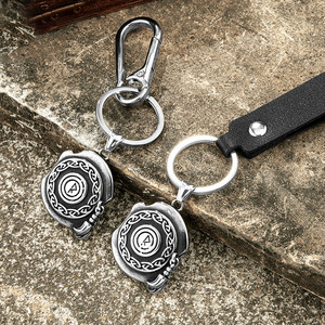 yunnique Nordic Rune <b>Keychain</b> Stainless Steel Metal Pendant With Leather Cord Carabiner Durable Key Chain Accessory - Product Image 1