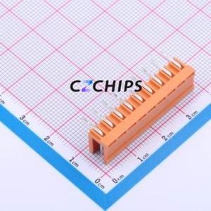 JL396R-39609O01 Plug-in Terminal Block Bent Lead Through Hole,P=3.96mm Connector Board-to-Board / Socket Open 1x9P 3.96mm Orange - Product Image 2