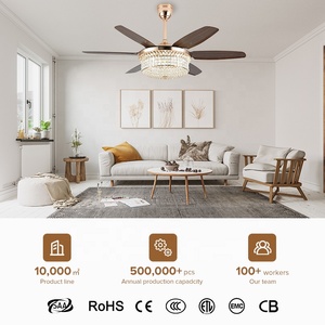 Châu Âu 58inch thông minh đèn chùm LED Trần người hâm mộ với ánh sáng pha lê trong QUẢNG CHÂU - Product Image 6