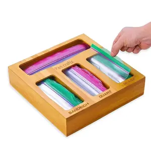 Bolsa Ziplock de bambú para almacenamiento de alimentos, organizador personalizado para cajón de cocina