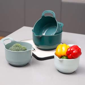 Ensemble de 4 bols mélangeurs empilables en plastique sans BPA avec <span class=keywords><strong>bec</strong></span> verseur et poignée, pour la maison - Product Image 3