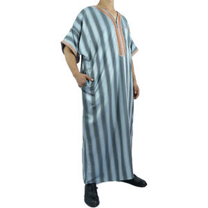 Vêtements arabes islamiques pour hommes <span class=keywords><strong>Djellaba</strong></span> dubaï Abaya Kaftan musulman moyen-orient Caftan ample décontracté à capuche Robe à rayures Jubba Thobe - Product Image 4