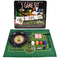 Ensemble de poker Taxas Hold'em 5-en-1 avec jetons de poker Blackjack Craps Roulette Wheel
