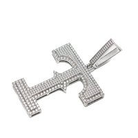 Pendentif Lettre T Personnalisée pour Homme en Moissanite Couleur D « Hip Hop Iced Out » qui Passe au Testeur de Diamant, en Argent 925 avec Certificat GRA, Bijoux Fins