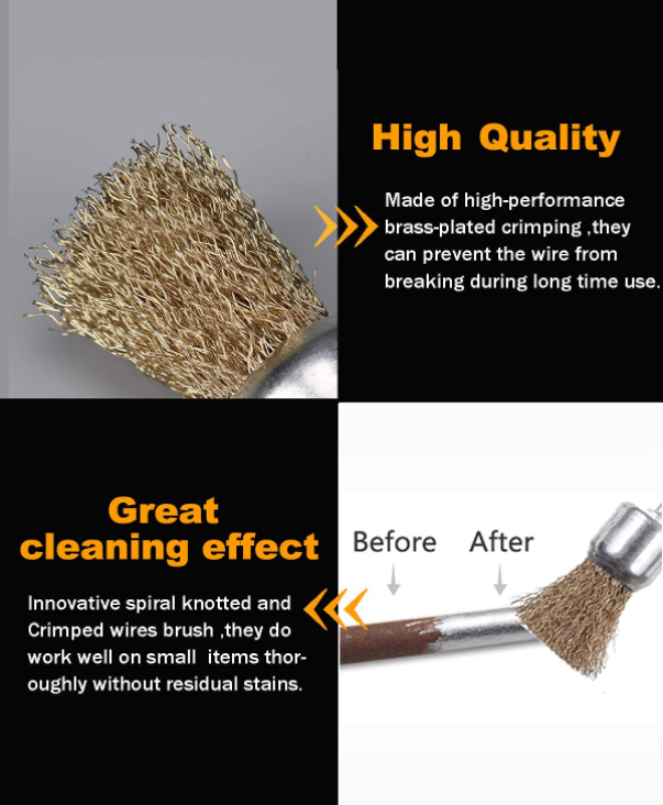 0.25 Inch Hex Shank Fine Crimped Wire End Brush 12500 RPM