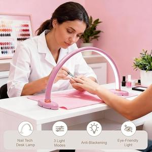 <span class=keywords><strong>Lampe</strong></span> de bureau LED pliable pour manucure, 31 pouces, avec support pour téléphone, lumière <span class=keywords><strong>professionnelle</strong></span> pour techniciennes en ongles - Product Image 4
