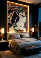 Panneau en placage de bois KISSWOOD avec un design artisanal et moderne pour la décoration de la maison, du bureau, du bar à domicile, de la chambre à coucher, de la salle à manger et du salon