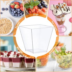 Gobelets et plateaux carrés transparents pour tiramisu, biodégradables, écologiques, jetables, en PP PE de qualité alimentaire, 200 ml, pour le camping - Product Image 5