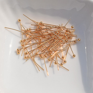 Copper <b>Ball</b> Needles 0.5mm Plated Jewelry Pins For <b>Bracelet</b> Making Round Shape Beading Materials - Product Image 4