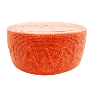 1.5 <span class=keywords><strong>inch</strong></span> bán buôn tùy chỉnh màu duy nhất Jacquard Debossed Logo mềm polyester/Nylon dệt ban nhạc đàn hồi vải cho đồ lót - Product Image 3