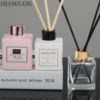 Diffuseur de parfum en verre carré noir mat et blanc de 50 ml, 100 ml, 150 ml, 200 ml, avec bouchon à vis, diffuseur d'arômes de haute qualité