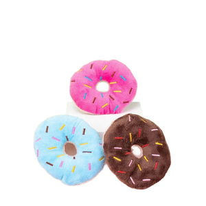 Factory Wholesale Cute Small Puppy Pet Plush Donut Dog Chew Toy with <strong>Squeaker</strong> 3 Colors Durable Indoor/Outdoor Use - Product Image 2