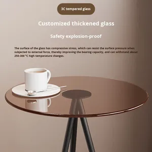 Meubles de maison simples de <span class=keywords><strong>table</strong></span> en verre à double couche de style nordique pour le café ou la lecture de salon - Product Image 4
