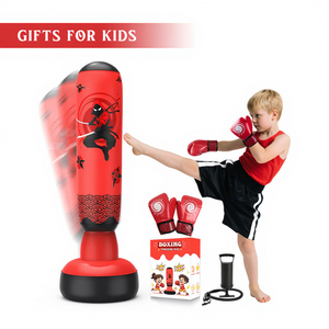 Kit de boxe pour enfants BURAQ MMA SPORTS, gants d'entraînement et sac de frappe lourd, matériau PU écologique pour débutants - Product Image 1