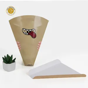 Biodegradable Bubble Waffle Crepes Box Paper Holder Cone Container Writing Paper Double Wall Food Beverage Packaging Pizza Box