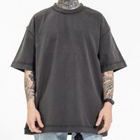 T-shirt personnalisé coupé et cousu, 100% coton, impression graphique, poids lourd, délavé à l'acide, vintage, grande taille, homme, t-shirt oversize