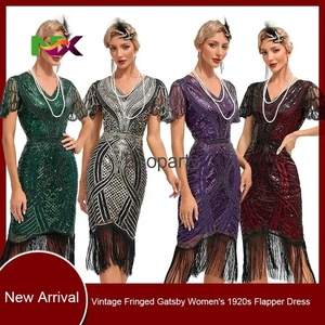 Robe <span class=keywords><strong>Charleston</strong></span> pour femmes des années 1920, années 20, années 30, costume de fête à franges, robe de fête Ecoparty - Product Image 3