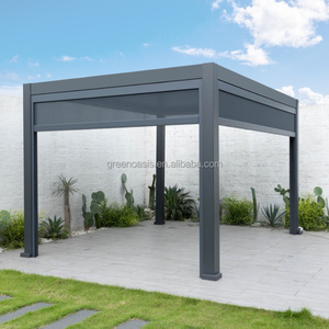Nouvel arrivage Couverture de patio à lumière LED DIY Aluminium <span class=keywords><strong>Louvre</strong></span> autoportant Pergola Gazebo de jardin - Product Image 1