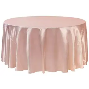 Luxury Round Satin Polyester Table Cloth Customized 120" Large Round Tablecloth for Party Wedding Decoration