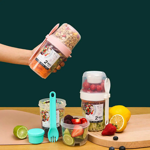 BOTu portátil <span class=keywords><strong>desayuno</strong></span> ensalada taza cereal tuerca yogur contenedor reducido vegetal fruta taza tapa cuchara dos capas avena fiambrera - Product Image 5