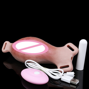 Dual-Sided Lesbian Sex Grinder for Clit Stimulation Realistic labia <b>Vibrating</b> Pads with Adjustable Strap Ultra-discreet sex toys - Product Image 5