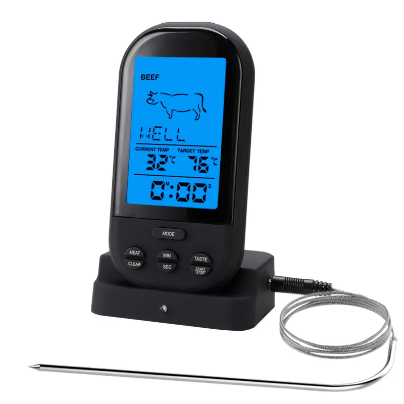 Cooking Bbq Hot Sell Multifunctional Home Probe Time Alarm Clock Stainless Steel Digital Food Thermometer