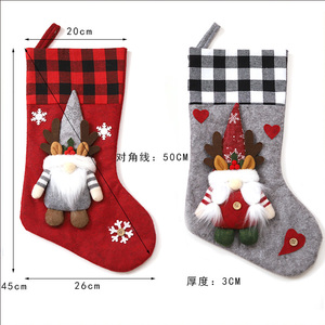 Calcetines Navideños Personalizados con Diseño 3D de <span class=keywords><strong>Bosque</strong></span>, Apliques y Puño a Cuadros, Decoración Navideña, Calcetines Grandes de Fieltro - Product Image 5