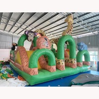 Grand toboggan gonflable commercial extérieur en PVC à double glissière, château gonflable, aire de jeux pour enfants, toboggan sec gonflable sur le thème des animaux
