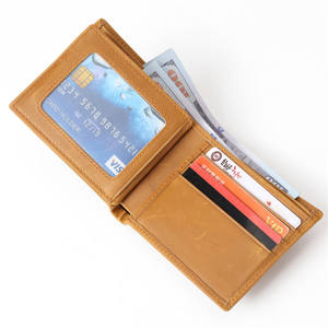 15482-5 Crazy Horse Leather Men's Wallet Clip Piel de vaca genuina RFID Vintage Multi-Card Slots Short Loose-Leaf Grabado láser - Product Image 5