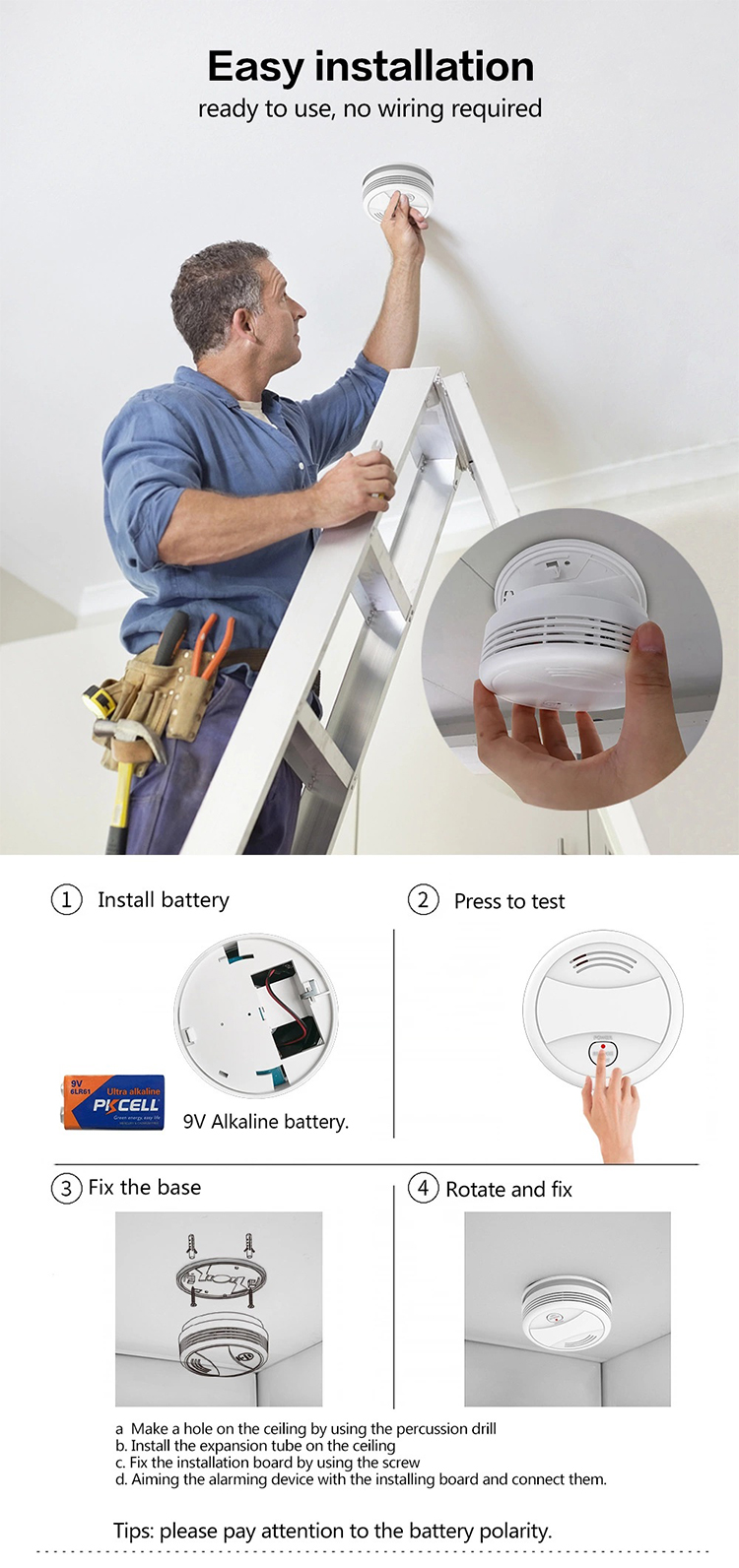 Wholesale factory price external smoke alarm sensor WiFi smoke alarm for home security protection