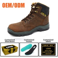 Chaussures de sécurité industrielles pour hommes, bottes de travail, embout en acier, anti-perforation, cuir Crazy Horse, semelle antidérapante en PU