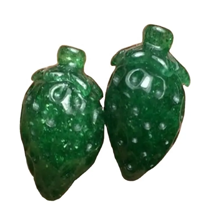 Gemstone green strawberry quartz carved cabochons/pineapple/strawberry