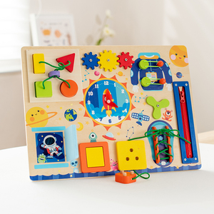 Tablero de Actividades de Madera, Tablero Sensorial Multifuncional, Juguete de <span class=keywords><strong>Fieltro</strong></span> Portátil para Niños - Product Image 1