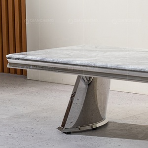 <span class=keywords><strong>Mesa</strong></span> de centro de acero inoxidable y plata de primera ley estilo nórdico, <span class=keywords><strong>mesa</strong></span> de centro con piedra sinterizada, color <span class=keywords><strong>gris</strong></span>, estilo nórdico, alto brillo - Product Image 6