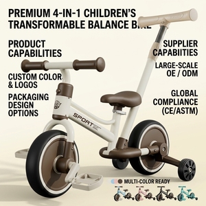 Tricycle convertible 3 en 1 pour tout-petits avec barre de poussée amovible, vélo d'équilibre pour enfants, roues EVA de <span class=keywords><strong>8</strong></span> pouces, trotteur multifonctionnel - Product Image 3